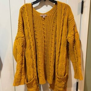 Cozy Mustard Cable Knit Sweater